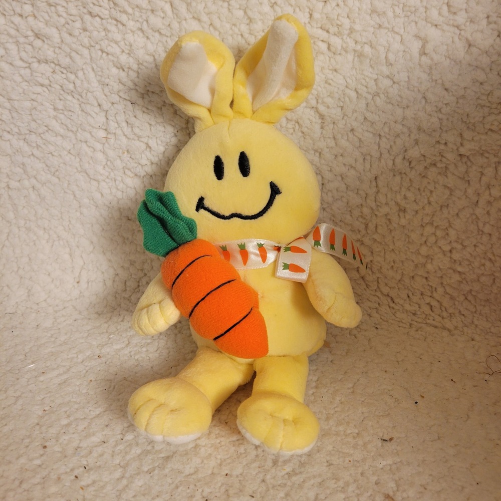 Kids of America‎ Corp Bunny Plush Unisex Small Yellow Excellent Smiley Easter
